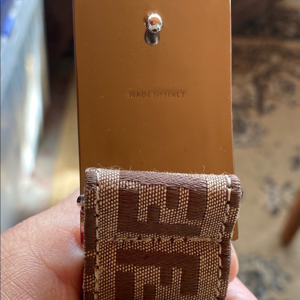 Fendi Zucca Monogram Silver Plaque FF Belt - Picture 4 of 6